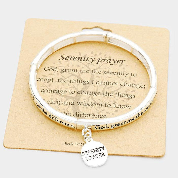 Serenity Prayer Metal Disc Charm Stretch Bracelet