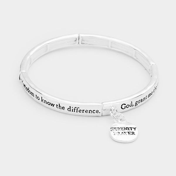 Serenity Prayer Metal Disc Charm Stretch Bracelet