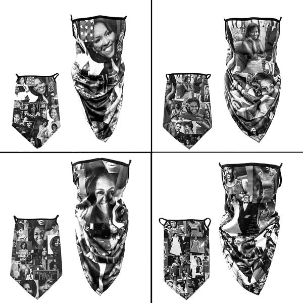 4 Pc Michelle Obama Face Mask Neck Gaiter Scarf Reusable Washable Adult Unisex