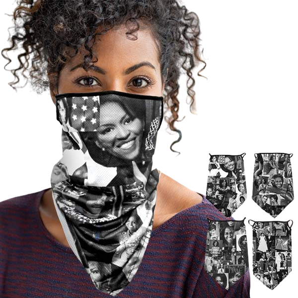 4 Pc Michelle Obama Face Mask Neck Gaiter Scarf Reusable Washable Adult Unisex