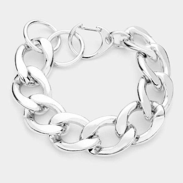 Silver Metal Chain Link Bracelet