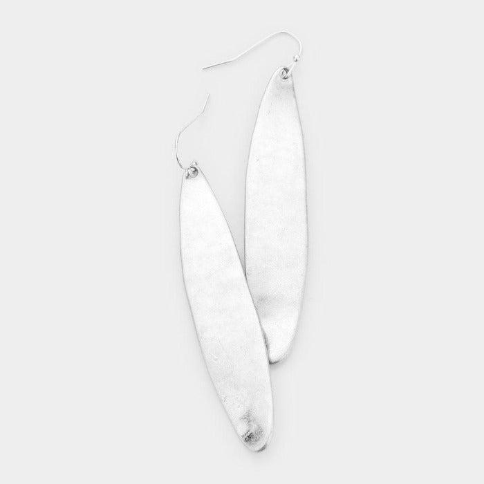 Silver Metal Oval Dangle Earrings-Earring-SPARKLE ARMAND