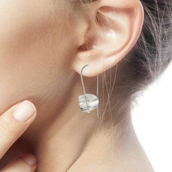Silver Tone Drop Earrings-Earring-SPARKLE ARMAND