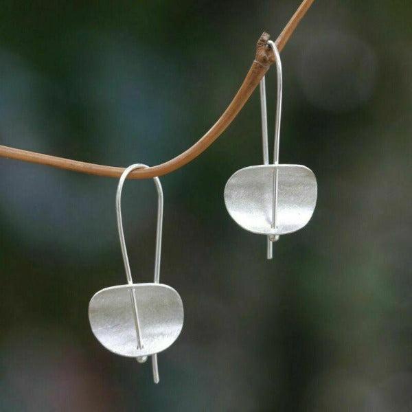 Silver Tone Drop Earrings-Earring-SPARKLE ARMAND