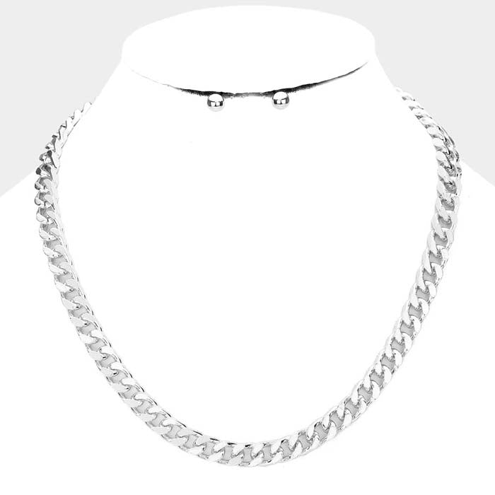 Silver Tone Metal Necklace Set