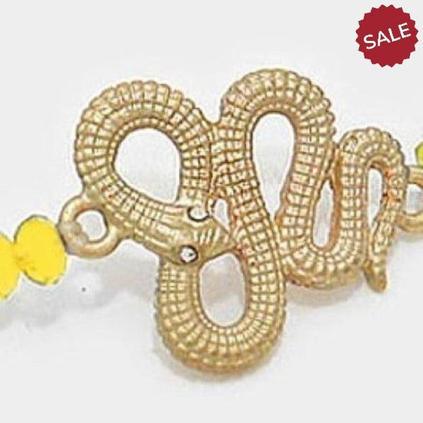 Snake Beaded Yellow & Gold Fashion Bracelet