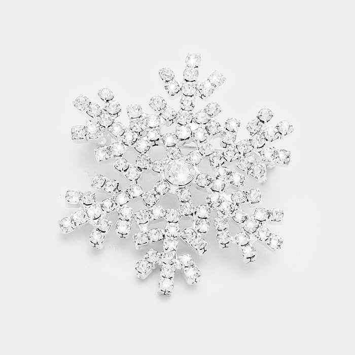 Snowflake Clear Crystal Pave Pin Brooch-Brooch-SPARKLE ARMAND