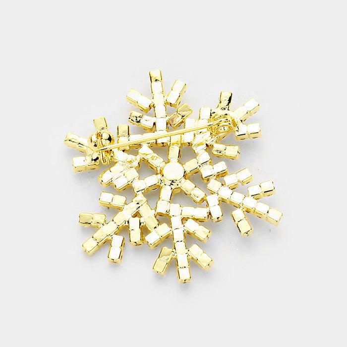 Snowflake Clear Crystal Pave Pin Brooch-Brooch-SPARKLE ARMAND