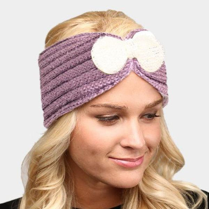 Soft Knit Bow Earmuff Headband