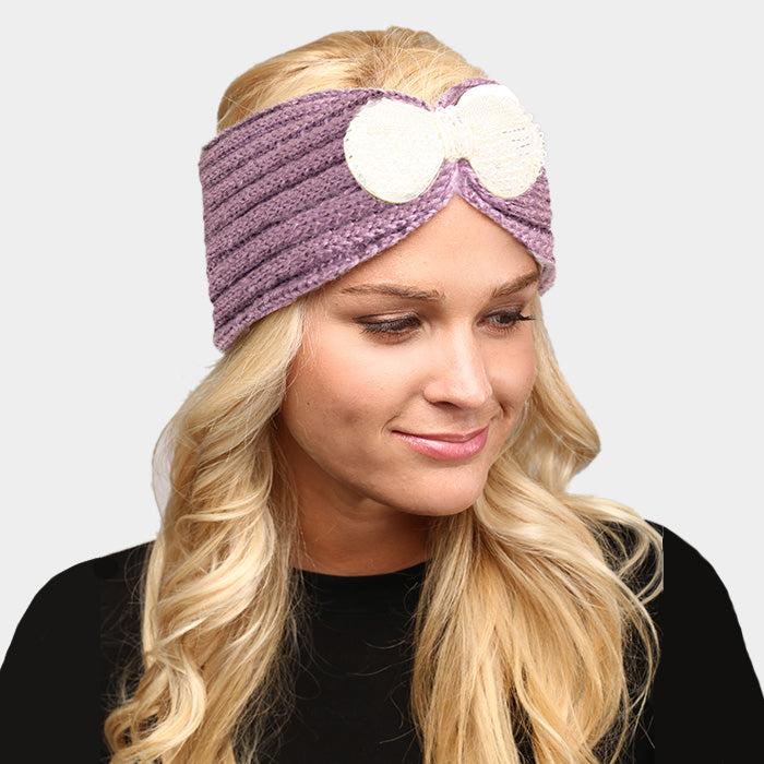 Soft Knit Bow Earmuff Headband