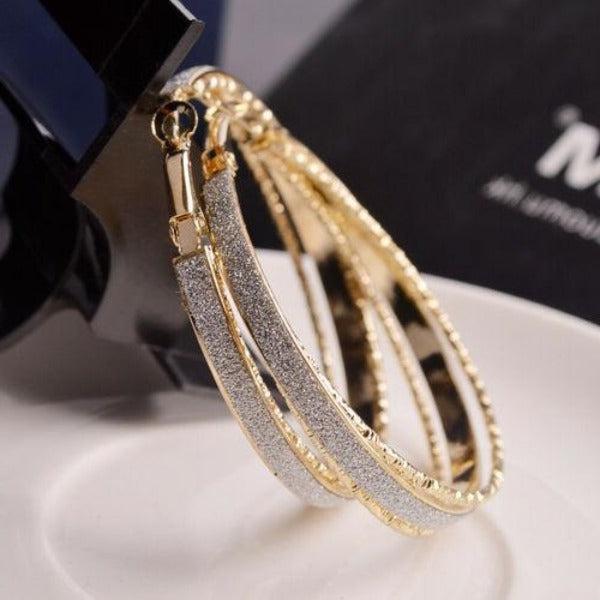Sparkly Gold Tone Hoop Earrings Sparkle Armand