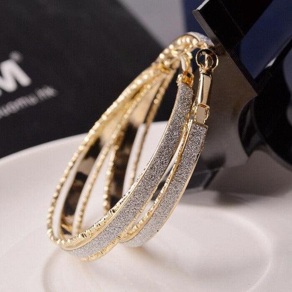 Sparkly Gold Tone Hoop Earrings Sparkle Armand