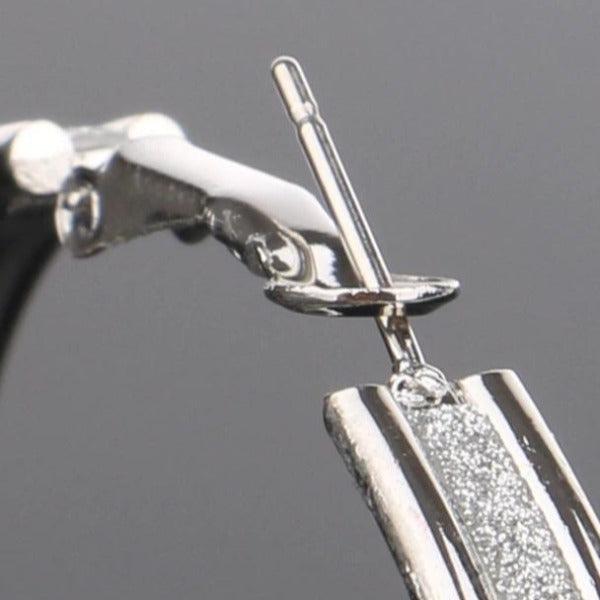 Sparkly Silver Tone Hoop Earrings 2.25"