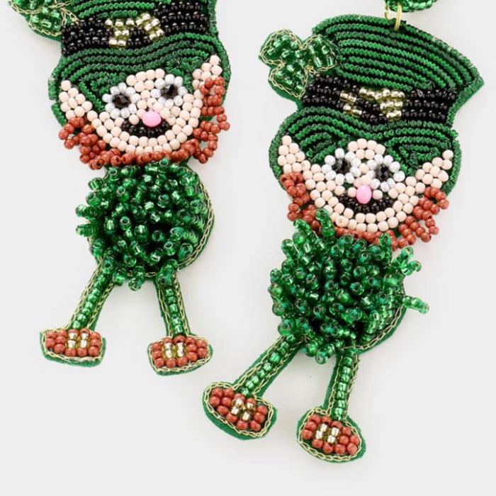 St. Patrick's Day Seed Bead Earrings by Treasure Jewelry
