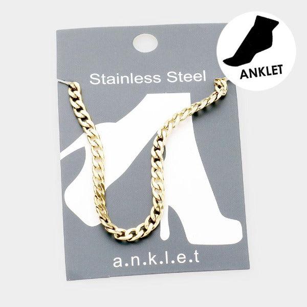Stainless Steel Gold Metal Chain Anklet