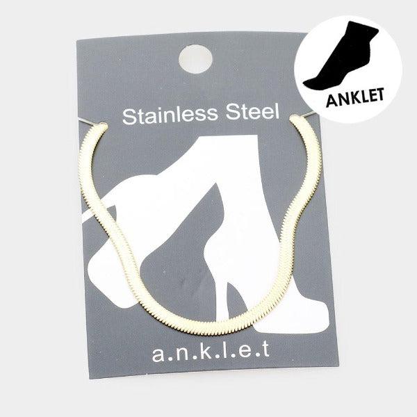 Stainless Steel Gold Metal Chain Anklet