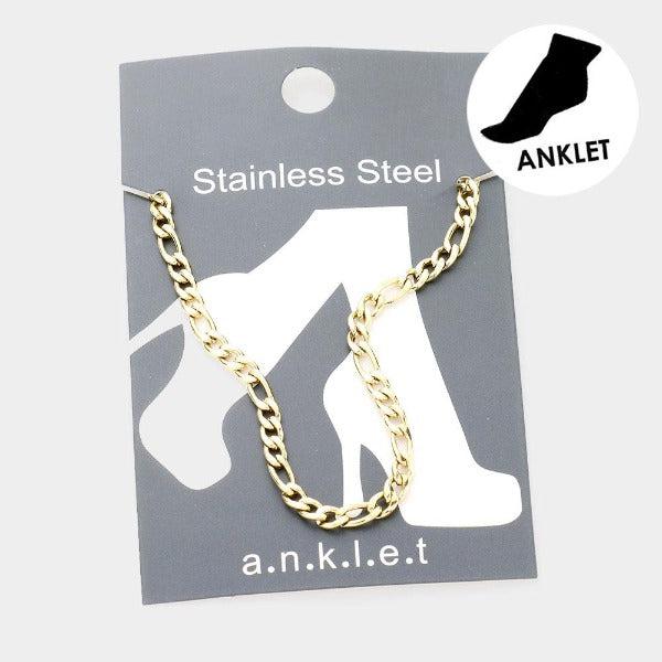 Stainless Steel Gold Metal Chain Anklet
