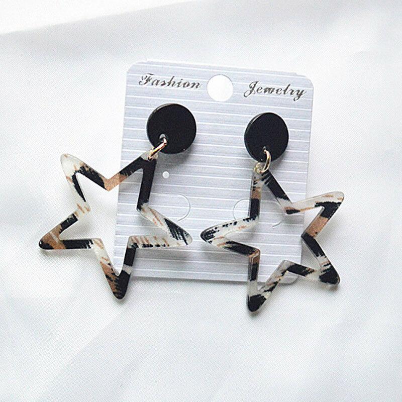 Star Geometric Animal Print Acrylic Earrings