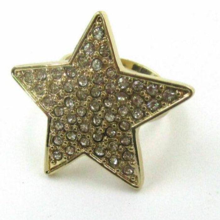 Star Rhinestone Gold Tone Adjustable Ring-Ring-SPARKLE ARMAND