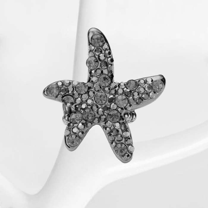  Starfish Bubble Hematite Stone Embellished Stretch Ring
