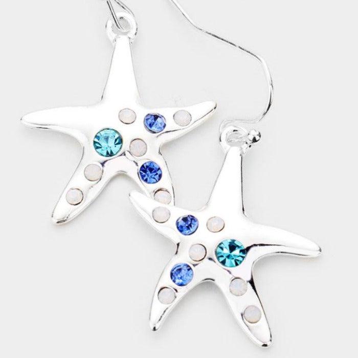 Starfish Rhinestone Earrings-Earring-SPARKLE ARMAND