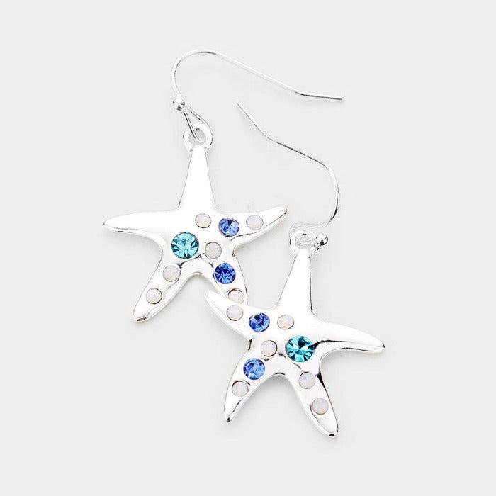 Starfish Rhinestone Earrings-Earring-SPARKLE ARMAND