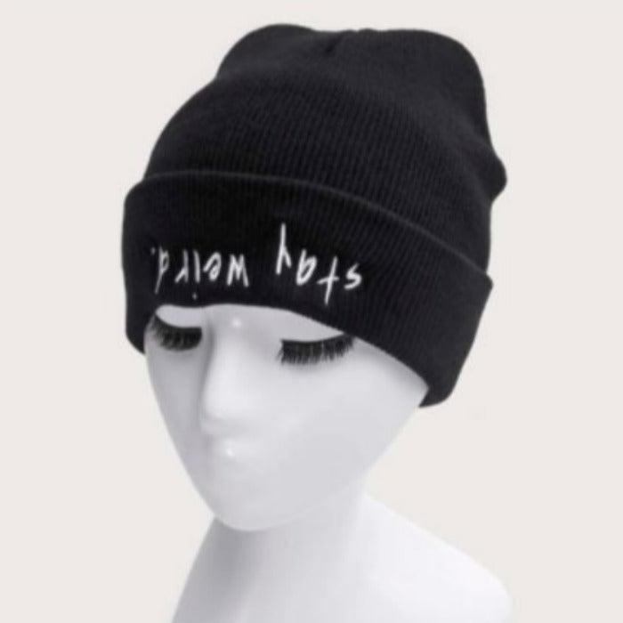 "Stay Weird" Black Beanie Hat