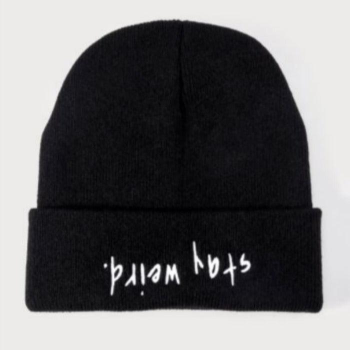 "Stay Weird" Black Beanie Hat