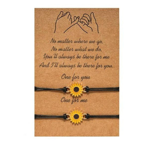 Sunflower Notecard Friendship Set of 2 Bracelets