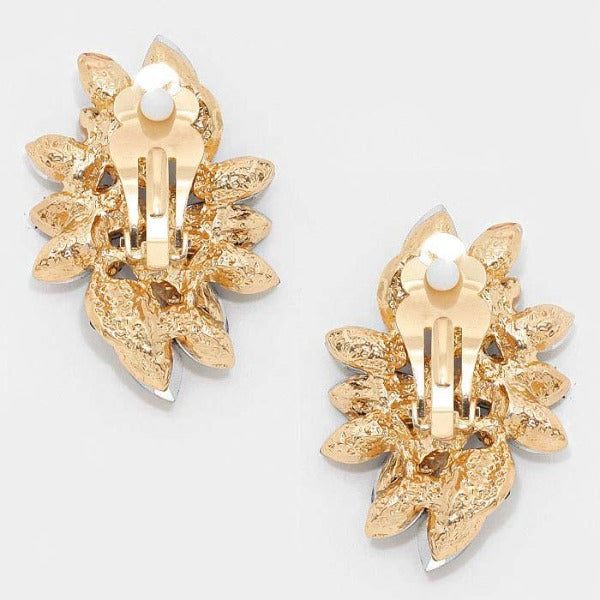 Swirl Oil Spill Marquise Crystal Clip On Earrings
