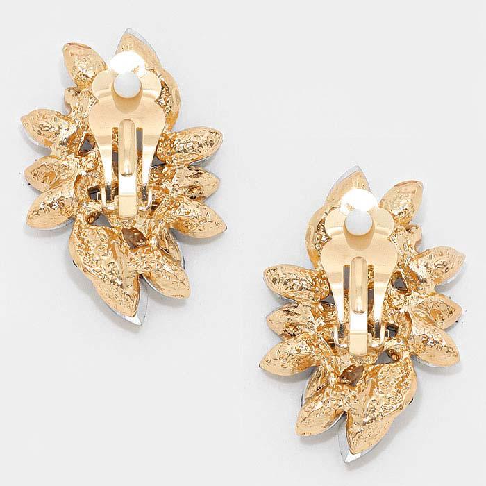 Swirl Yellow Marquise Crystal Clip On Earrings