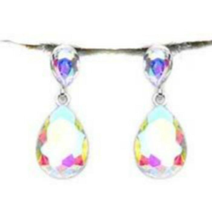 Teardrop Abalone Stone Silver Evening Necklace Set