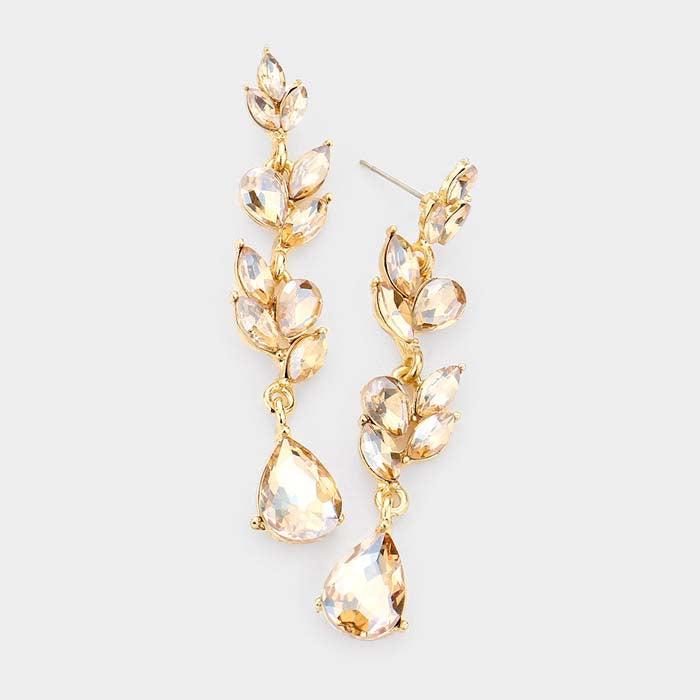 Teardrop Marquise Lt Topaz Crystal Dangle Evening Earrings