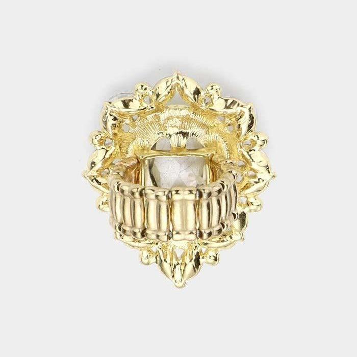 Teardrop Multi Colored Stone Centered Marquise Stretch Ring