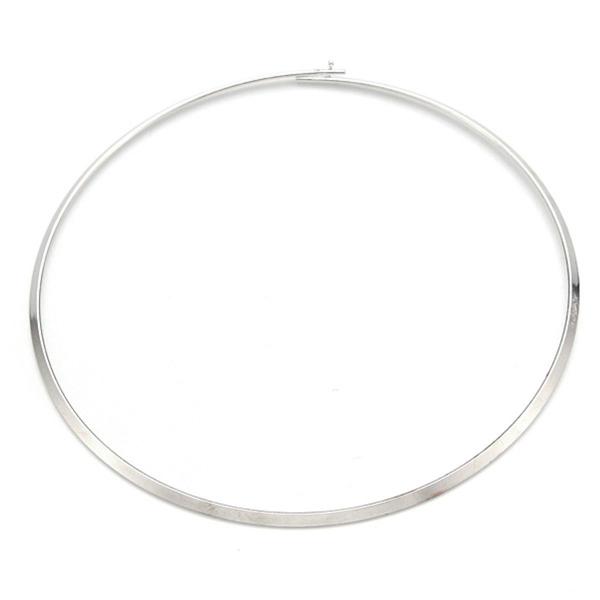 Thin Mirrored Circle Collar Silver Metal Necklace-Necklace-SPARKLE ARMAND