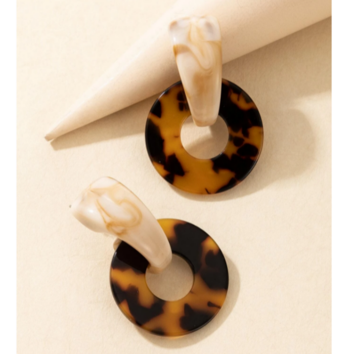 Tortoiseshell Pattern Acrylic Earrings-Earring-SPARKLE ARMAND
