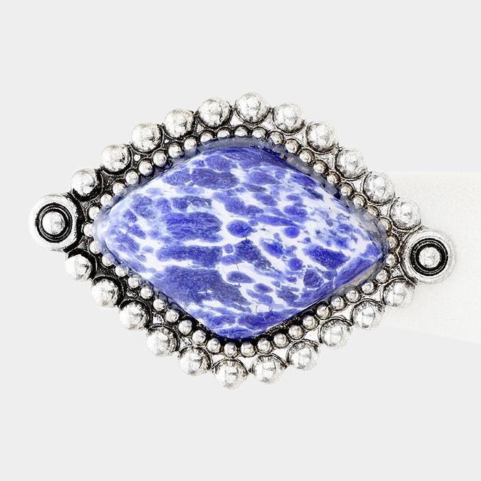 Tribal Diamond Shaped Lapis Lazuli Stretch Ring-Ring-SPARKLE ARMAND