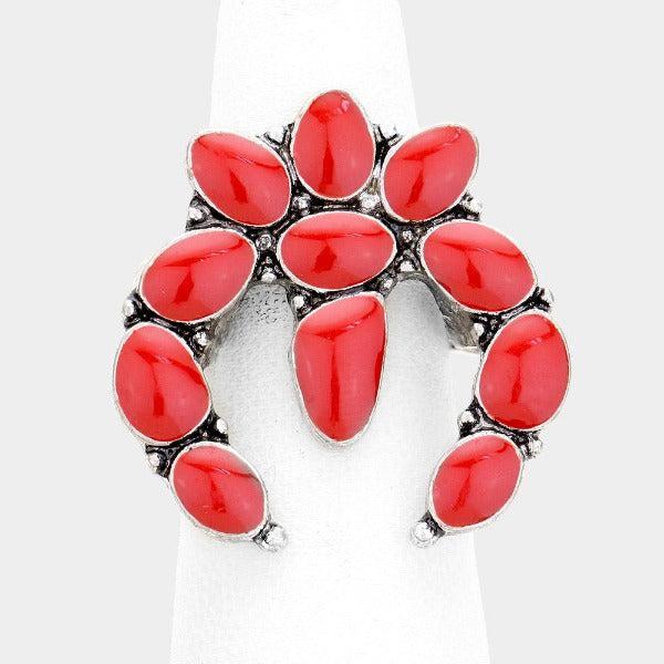 Tribal Red Antique Metal Stretch Ring-Ring-SPARKLE ARMAND
