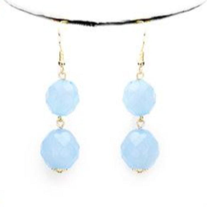 Triple Strand Blue Lucite Beaded Necklace Set by V Foxy Collection