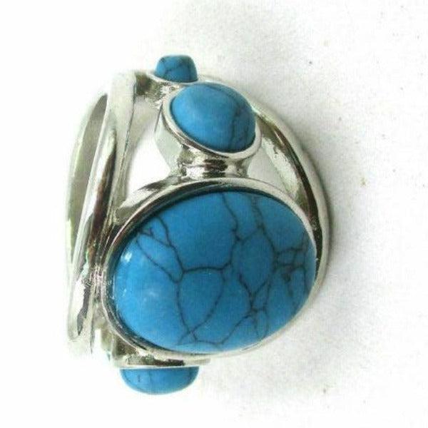 Turquoise (faux) Silver Tone Ring Size 7-Ring-SPARKLE ARMAND