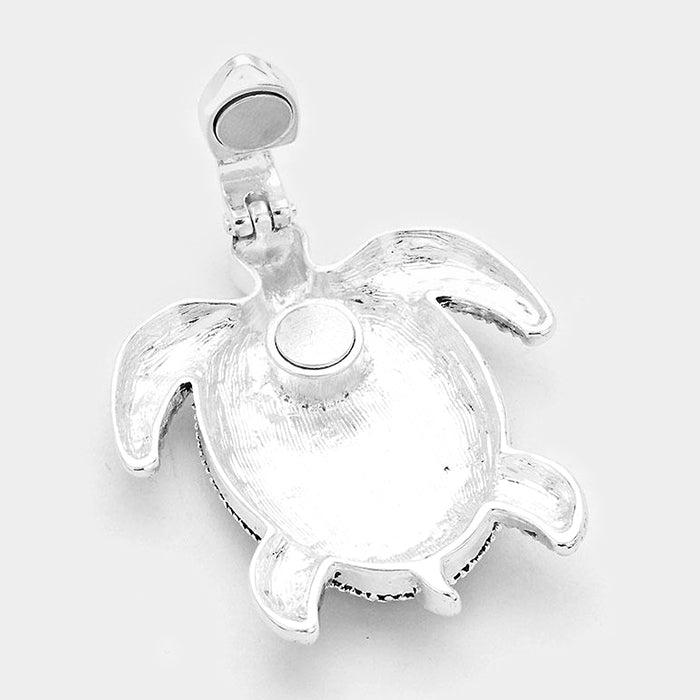 Turtle Spiral Abalone Silver Pendant Set