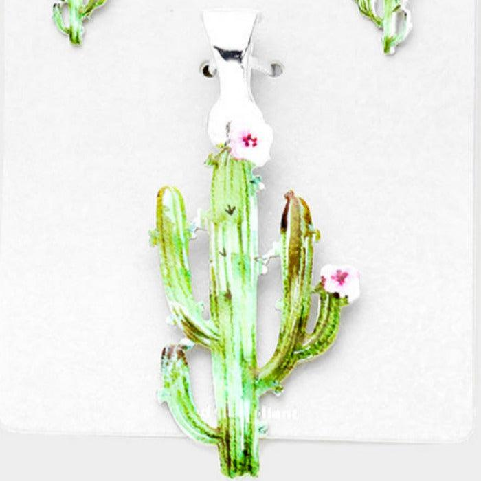 Watercolor Cactus Magnetic Pendant Set