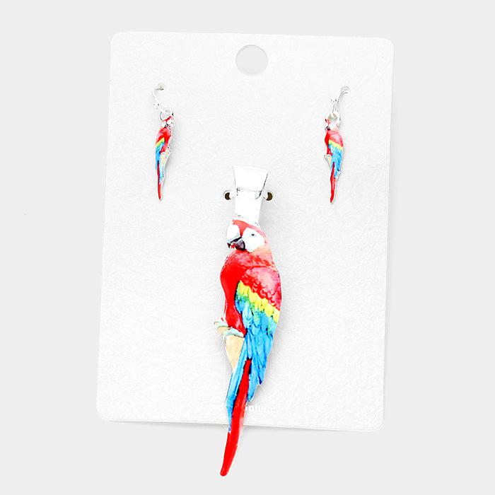 Watercolor Parrot Magnetic Pendant Set