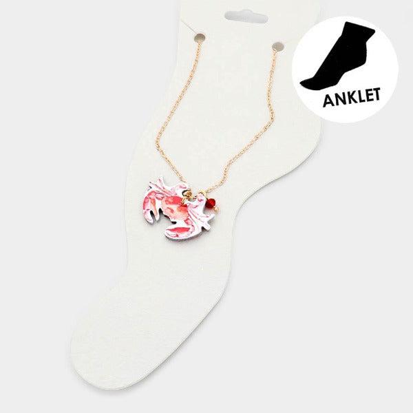Watercolor Wood Crab Anklet