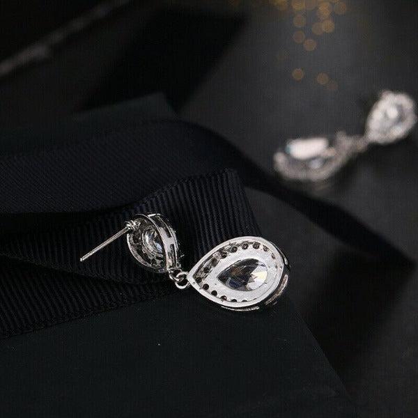 White Crystal Teardrop Earrings-Earring-SPARKLE ARMAND