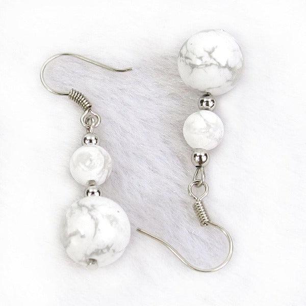 White Turquoise Natural Gemstone Silver Earrings-Earring-SPARKLE ARMAND