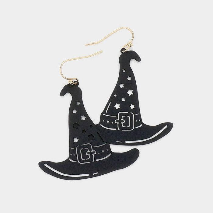 Witch Hat Black Earrings