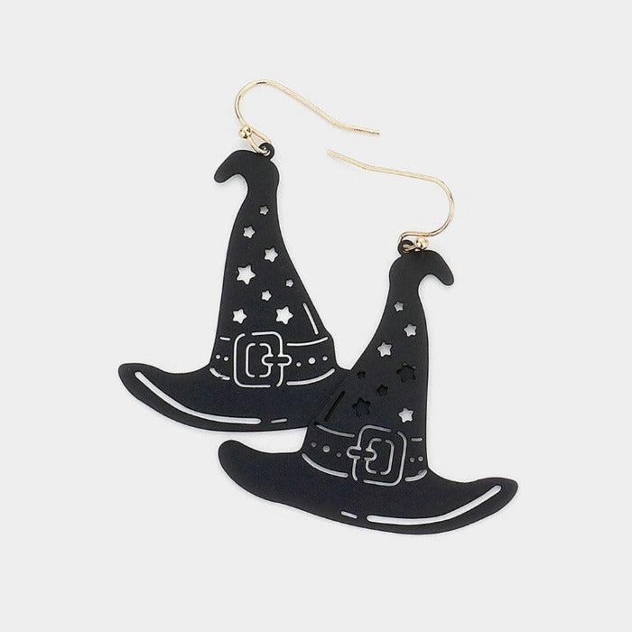 Witch Hat Black Earrings