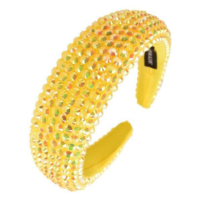 Yellow Faceted Bead Padded Headband-Hair Accessories-SPARKLE ARMAND
