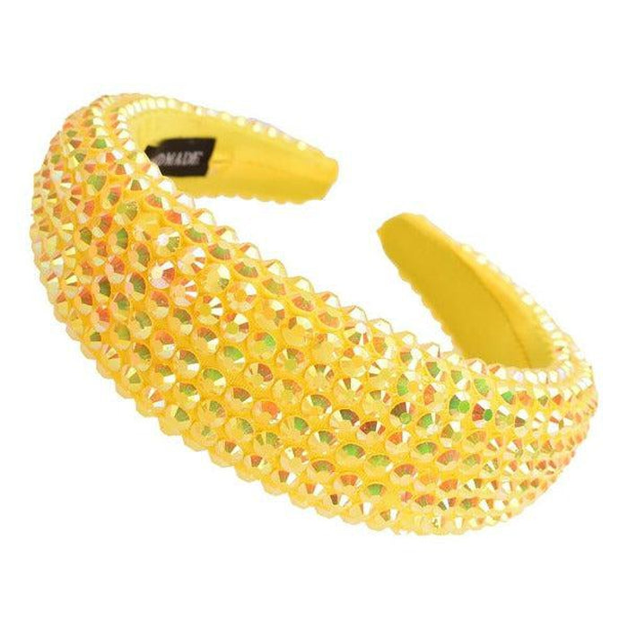 Yellow Faceted Bead Padded Headband-Hair Accessories-SPARKLE ARMAND